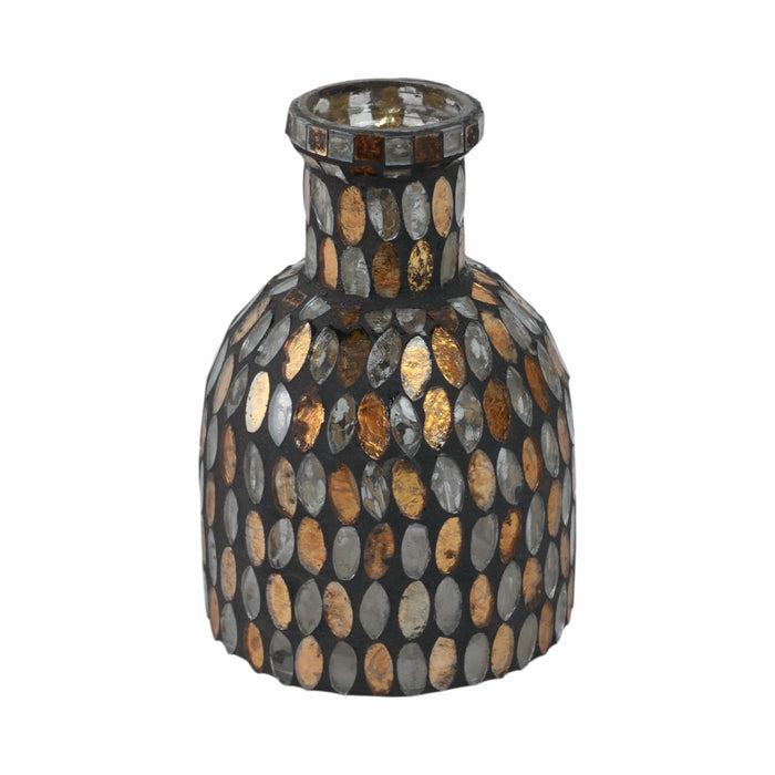 Glass 6\" Mosaic Vase - Copper