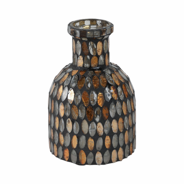 Glass 6\" Mosaic Vase - Copper