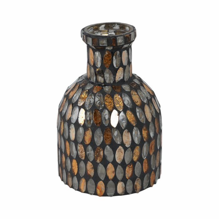 Glass 6\" Mosaic Vase - Copper