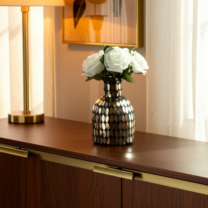 Glass 6\" Mosaic Vase - Copper