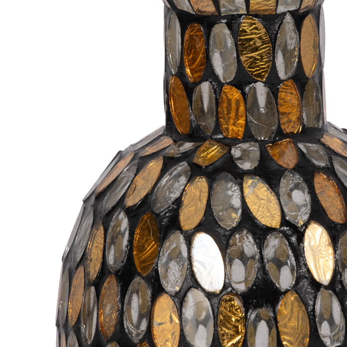 Glass 8\" Mosaic Vase - Copper