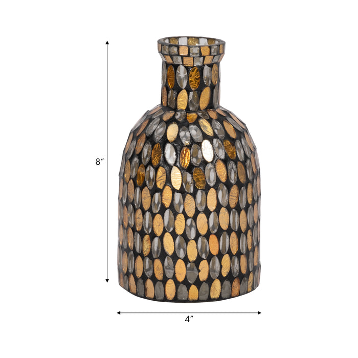 Glass 8\" Mosaic Vase - Copper