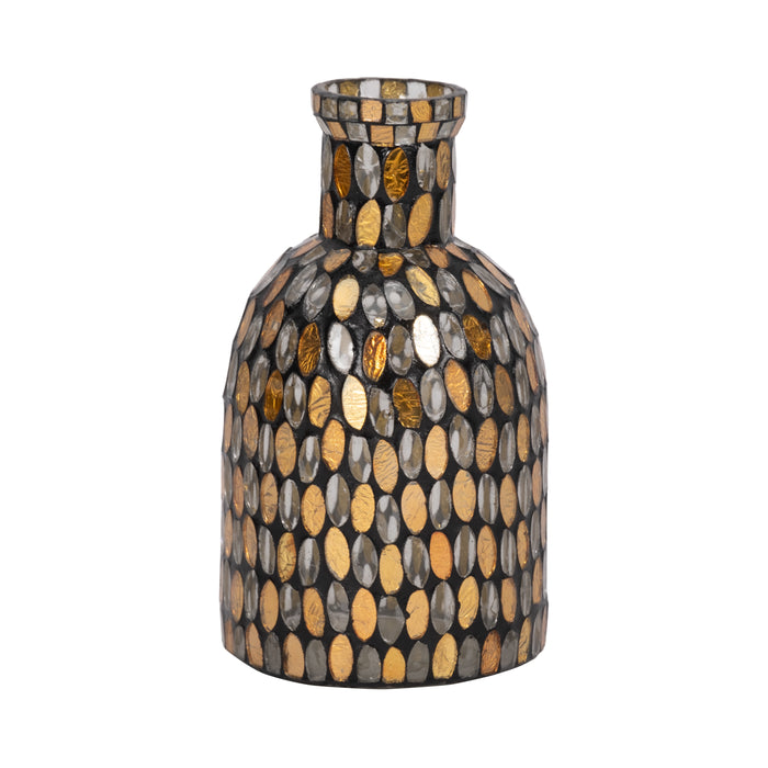 Glass 8\" Mosaic Vase - Copper