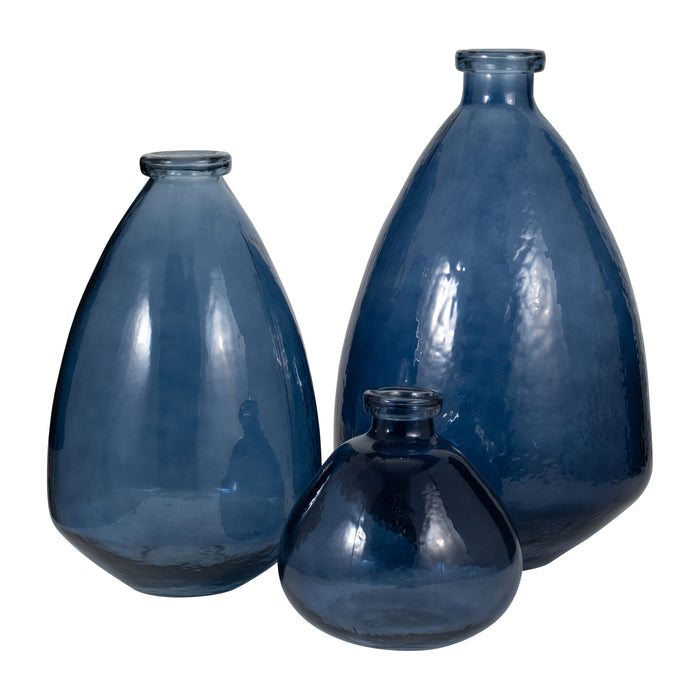 Glass 8\" Balloon Vase - Blue