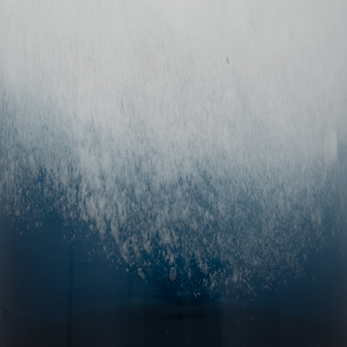 Glass 11\" Blue Waters Vase - Blue and White