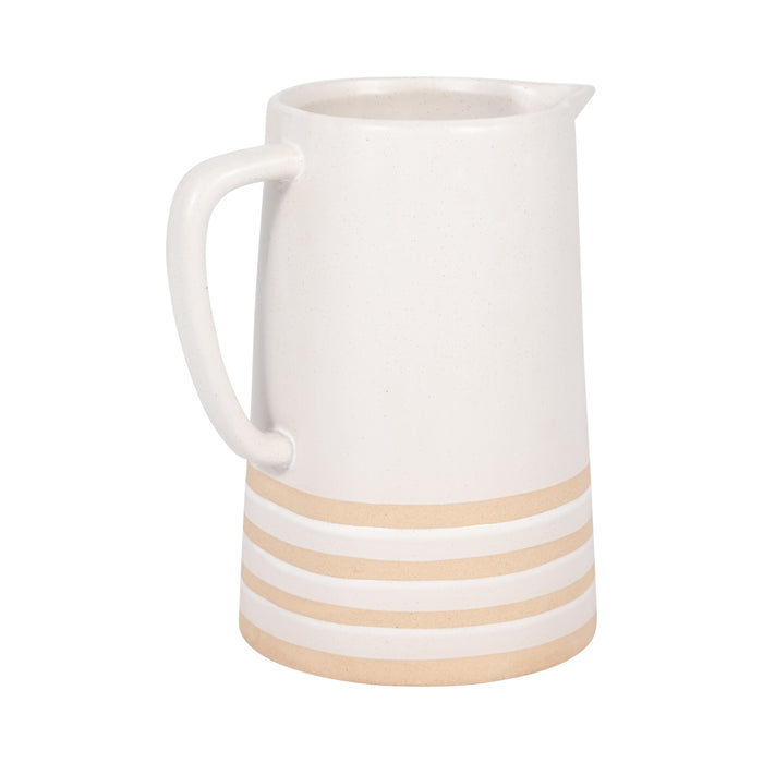 Ceramic 8\" Pitcher with Lines - Ivory