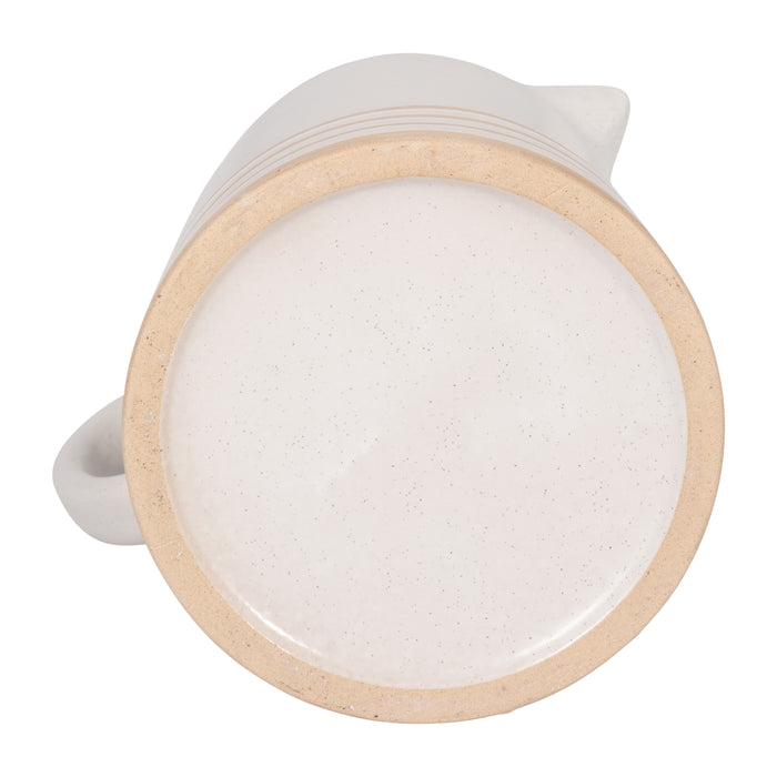 Ceramic 8\" Pitcher with Lines - Ivory