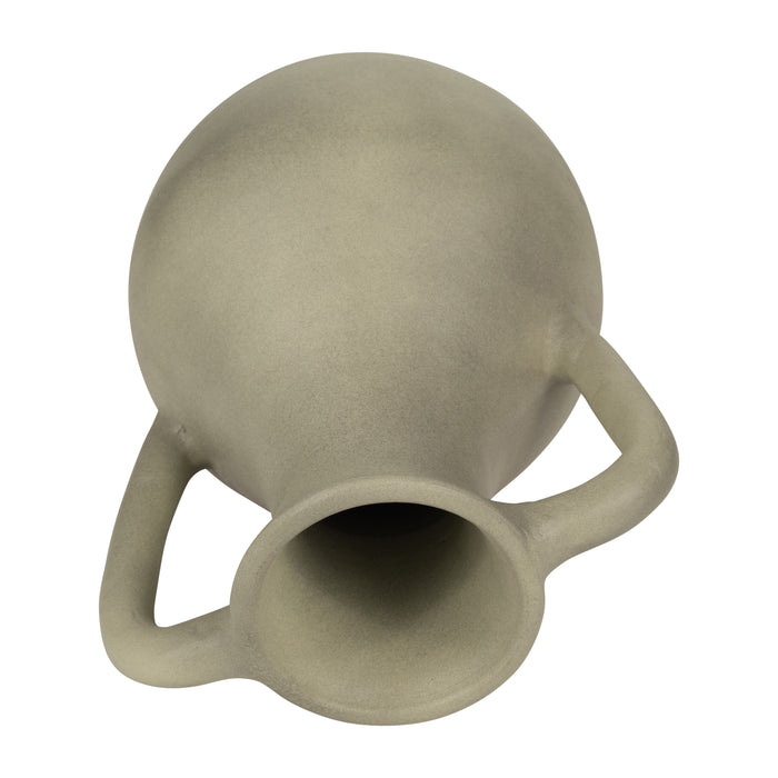 Terracotta 11\" Jug Vase with Handles - Sage Green