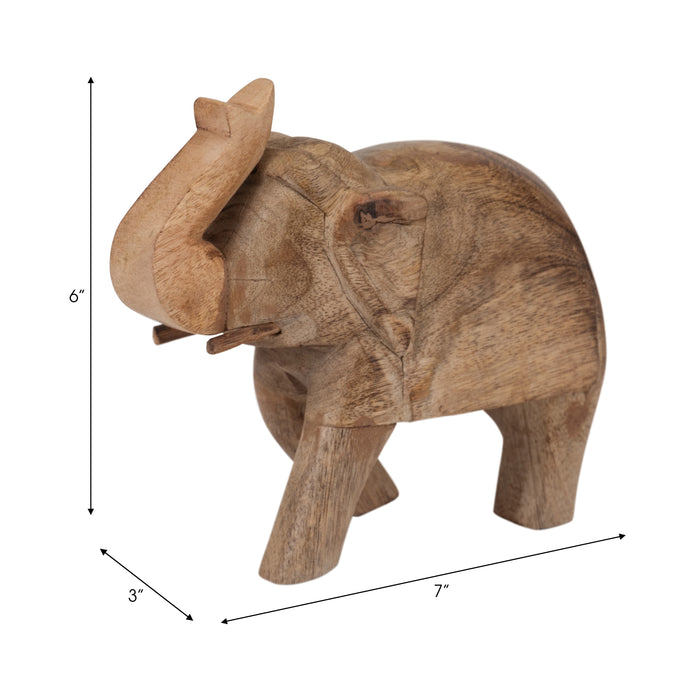 Mango Wood 7\" Elephant - Brown