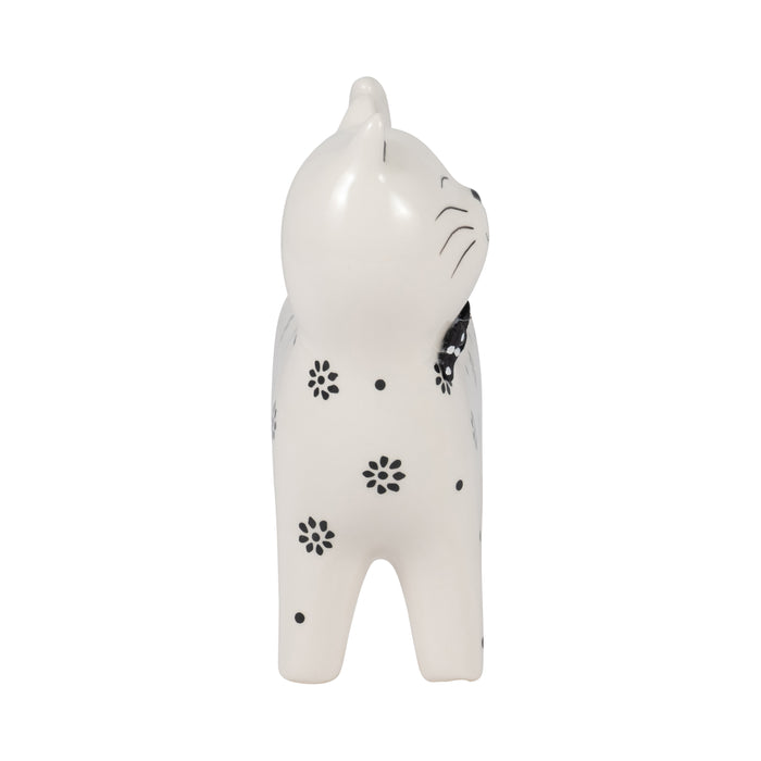 8\" x 7\" Daisies Cat - White