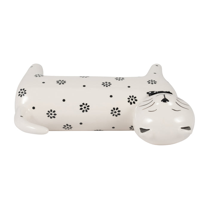 8\" x 7\" Daisies Cat - White