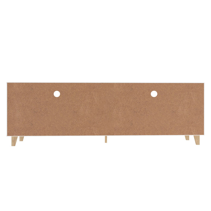 Manhattan Comfort Warren 70.87\" TV Stand with 5 Shelves - White & Oak