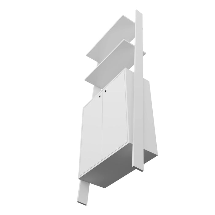 Manhattan Comfort Cooper Ladder Display Accent Cabinet with 2 Floating Shelves - White