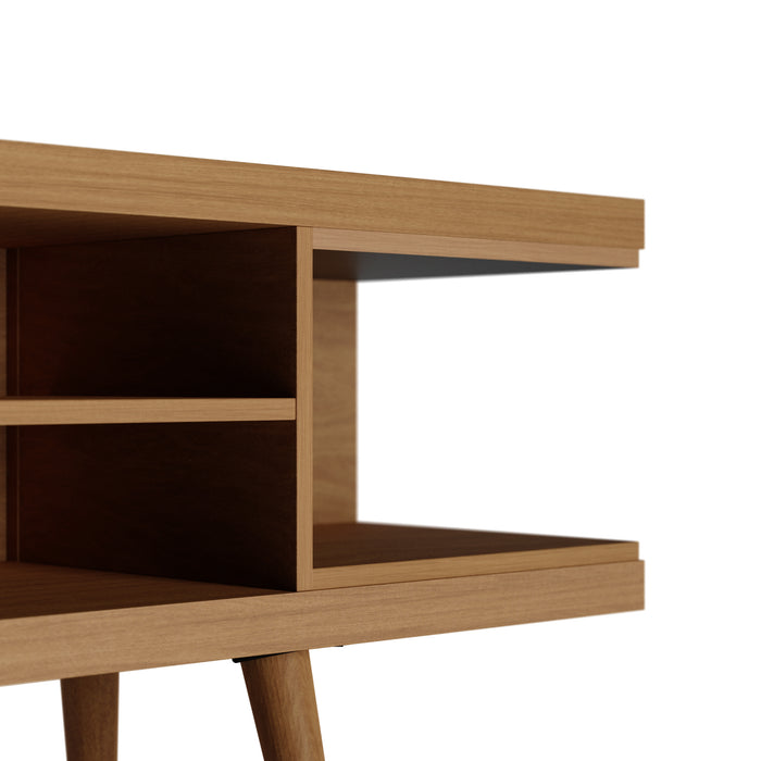 Manhattan Comfort Utopia 53.14\" TV Stand with Splayed Wooden Legs & 4 Shelves - Maple Cream