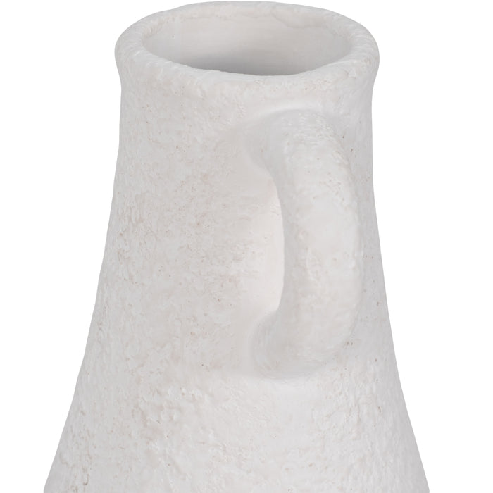 Dolomite 12\" Rough Textured Bottle Vase - White