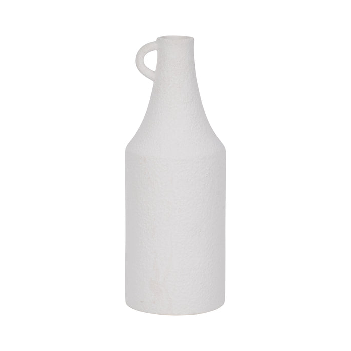 Dolomite 12\" Rough Textured Bottle Vase - White