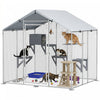 PawHut 79\" Extra Large Catio Outdoor Cat Enclosure, Walk In Cat Cage with Waterproof Cover, Resting Box, 4 Platforms, Metal Chicken Run Hen House Rabbit Hutch for Outside