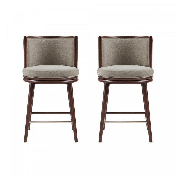 Evalyn Modern Wood Upholstered Counter Stool in Cream - Set of 2