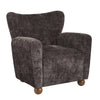 Wingate Cozy Wingback Armchair with Premium Fabric and Solid Wood Legs, Dark Brown, Teak