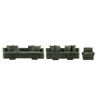 Verandah Mid-Century Modern 3-Piece Sofa Set in Olive Green 