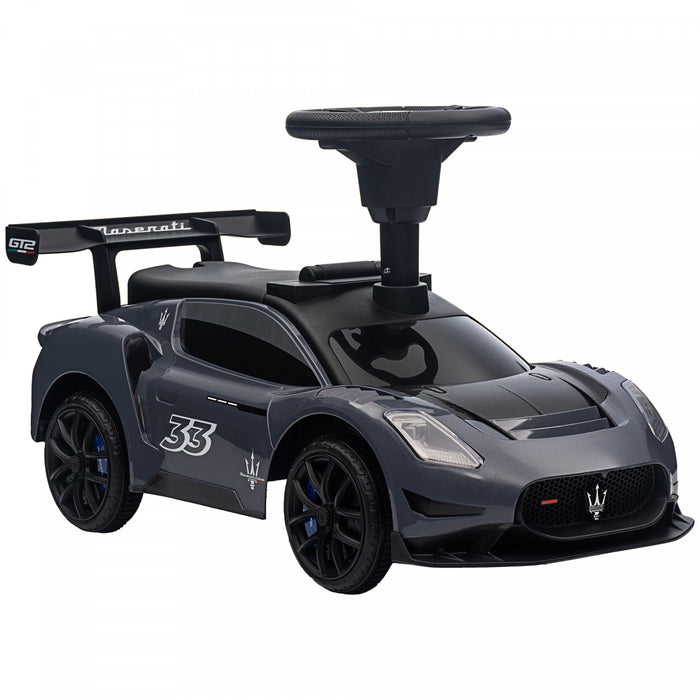 Qaba Maserati Gt2 Licensed Sit To Stand Baby Car, Ride On Toy For Toddlers, Kids Sliding Car Style With Under Seat Storage, Led Headlights Music Mp3, For 18-60 Months, Grey