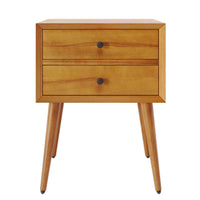 Emma Mid-Century Modern Nightstand with 2 Drawers,Natural 