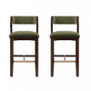 Patricia Modern Wood Upholstered Barstool in Turtle Green - Set of 2