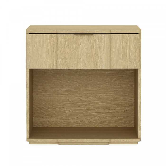 Clive Mid-Century Modern 22\" Nightstand in Natural Oak (1-Drawer)