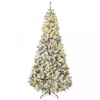 Homcom 7.5ft Snow Flocked Artificial Christmas Tree With Lights