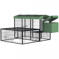 Pawhut Metal Chicken Coop, Outdoor Hen House Poultry Duck Goose Cage With Water-resistant Canopy, Ru