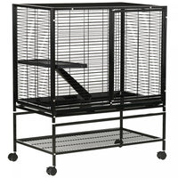 Pawhut Small Animal Cage With Wheels, 2-tier Pet Playpen For Ferrets, Chinchillas, Guinea Pigs, Kitt