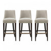 Beever Modern Chenille Wood Upholstered Barstool in Taupe - Set of 3 Bar Stool