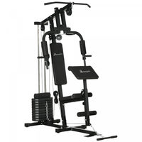Soozier Home Gym Machine With 99lbs Weight Stack, Multifunction Power Tower