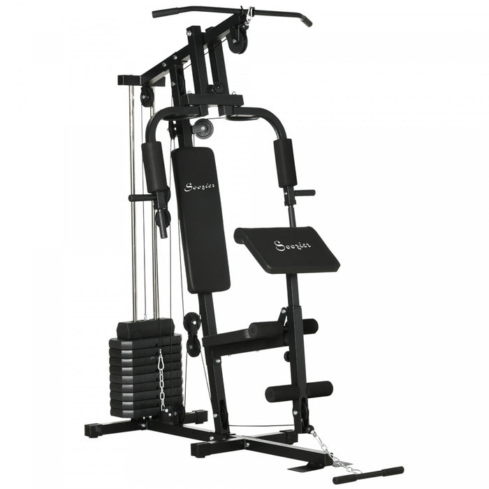 Soozier Home Gym Machine With 99lbs Weight Stack, Multifunction Power Tower