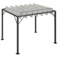 Outsunny 8' X 10' Pergola Shade Metal Patio Gazebo Sun Shade Shelter With Adjustable Breathable Mesh