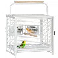 Pawhut Bird Travel Carrier Cage For Parrots Conures African Grey Cockatiel Parakeets With Stand Perc