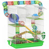 Pawhut 18.5\" Hamster Cage, 5 Tiers Small Animal House With Tunnel Tube System, Exercise Wheel, Water Bottle, Food Dish, Ramp, Green