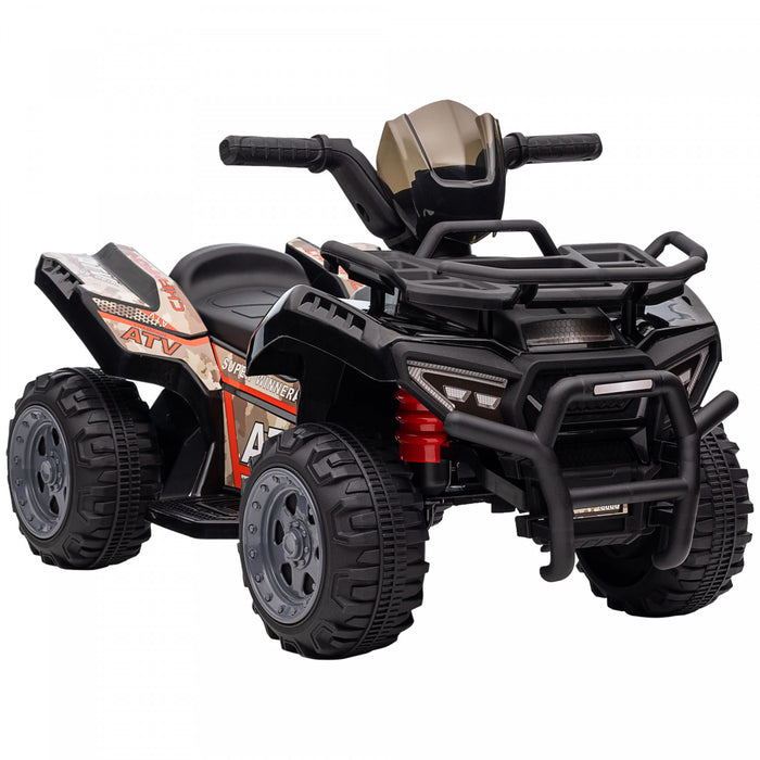 Aosom Kids Powered Ride-On Atv Quad Bike Four Wheeler Car With Music, 6v Battery Powered Motorcycle For 18-36 Months, Black
