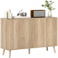 HOMCOM Sideboard Modern Fluted Buffet Cabinet with Adjustable Shelves Oak