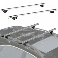 HOMCOM 2pc Roof Rack Car Roof Top Lockable Aluminum Cross Bars Adjustable Baggage Luggage Carrier, Silver (49