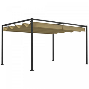 Outsunny 13' X 10' Patio Pergola With Retractable Canopy, Khaki