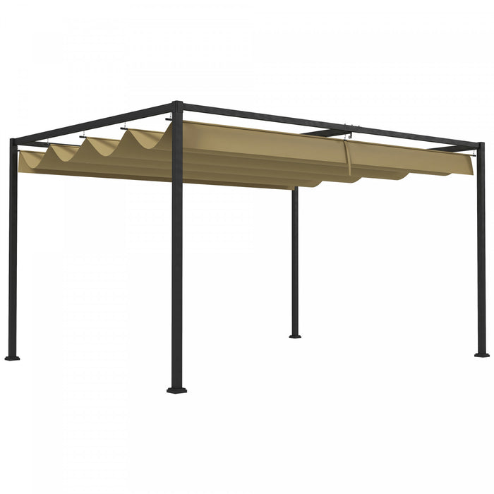 Outsunny 13' X 10' Patio Pergola With Retractable Canopy, Khaki