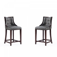 Fifth Avenue Traditional Wood Upholstered Counter Stool in Graphite - Set of 2 