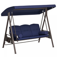 Outsunny 3 Seater Porch Swing Heavy Duty Outdoor Swing Chair, Dark Blue