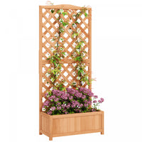 Outsunny Raised Garden Bed Planter with Trellis for Vine Climbing Brown