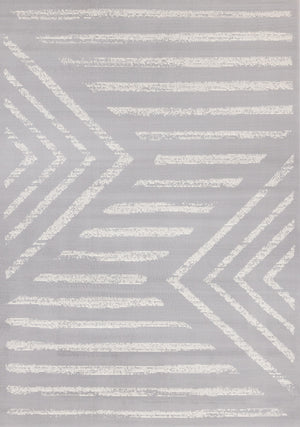 Forte Grey White Modern Striped Area Rug - 5'3