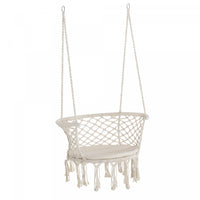 Outsunny Hanging Hammock Chair, Cotton Rope Porch Hammock Swing With Metal Frame And Cushion, Large 