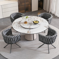 Amelia Velvet Swivel Dining Chairs with Tufted Upholstered and Metal Legs Set of 4, Grey