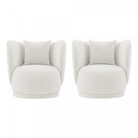 Siri Modern Upholstered Lounge Chair in Cream - Set of 2 