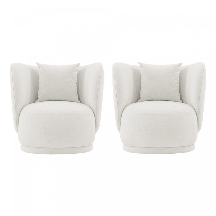 Siri Modern Upholstered Lounge Chair in Cream - Set of 2